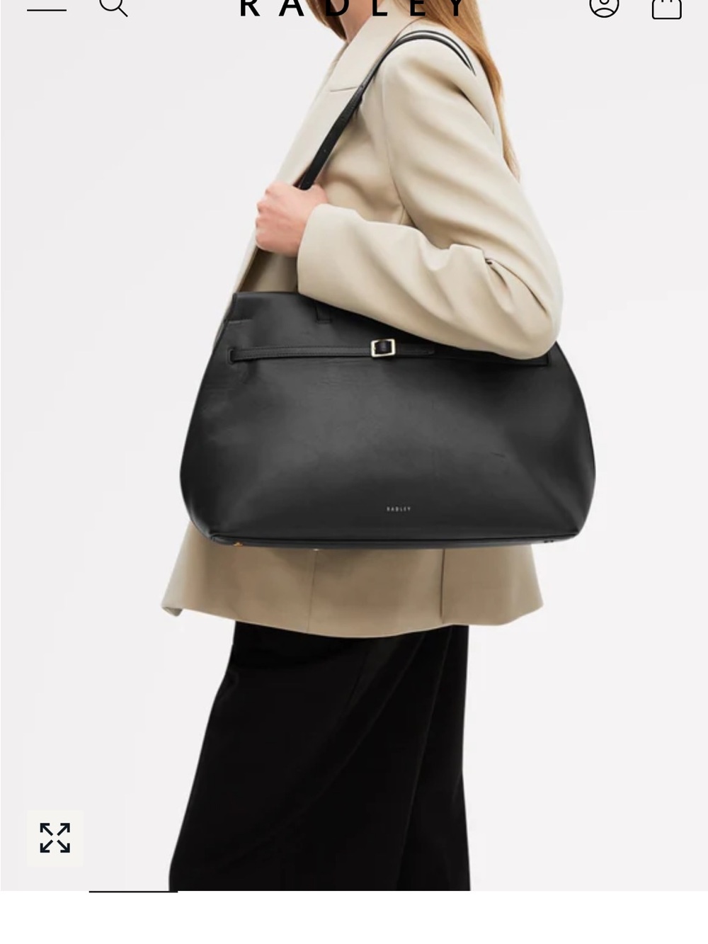RADLEY LONDON Black Leather Tote with Gold Hardware - Picture 2 of 9